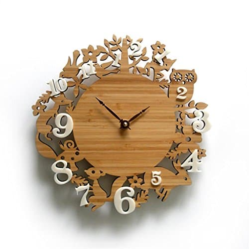 Uncle Sam LI- Rural Pastoral bamboo huts Forest cuckoo clock wall decoration Animal clocks,12inches ( Color : #1 )