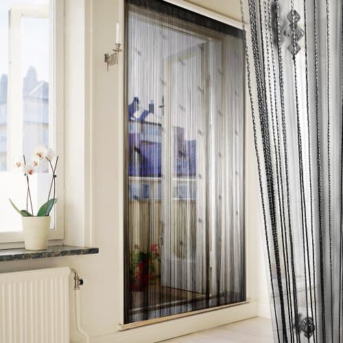 String New "Sparkle" Light Brown Beaded Fly Insect Door Curtain Screen 100 x 200cm (Black)