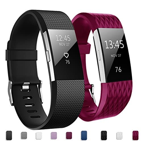 KUTOP Fitbit Charge 2 Strap, Soft TPU Sport Bands Adjustable Replacement Bracelets Fitness Watchband Accessories for Fitbit Charge 2 Heart Rate Wrist Band