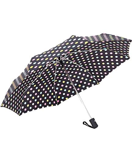 Fully-automatic folding umbrella for women,Auto Open/Close,stylish 8 glass fiber Ribs compact Aluminum umbrella,fast-drying,Non-slip handle,portable travel outdoor windproof umbrella (color dot)