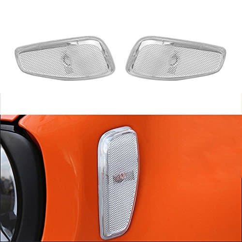 Pack of 2 Pcs 12V ABS White Side Marker Lights Kit with 2 Yellow LED Lamps Turn Signal Bulbs