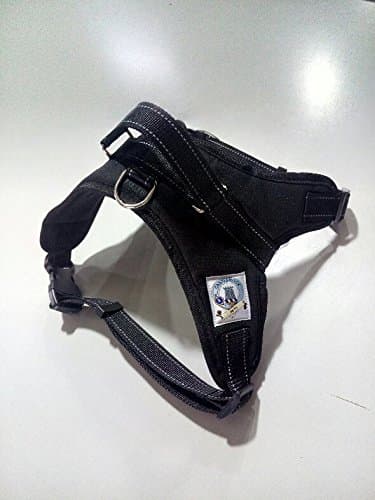 High Quality Dog Walking/Training Harness in Durable Oxford 600d Material. Anti Pull, Non Slip, Padded with Reflective Stitching and a Close Control Handle to the rear of the neck. (Large, Black)