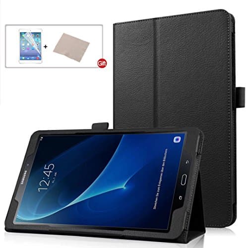FULOZO Samsung galaxy Tab A6 7.0" Case Cover, Premium PU Leather Stand Case(Auto Wake/Sleep Feature) for Samsung galaxy Tab A 7.0 2016 Tablet SM-T280/SM-T285 + Screen Protector(Black,2PCS)