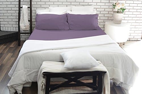 Paarizaat 4 Piece 200 Thread Cotton Sateen Bed Sheet Set, Purple, Full