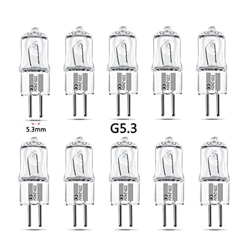qobobo® G5.3 Halogen Light Bulb Capsule Lamp, Pack of 10, 50Watt, Warm White, 110-120V 220-240V