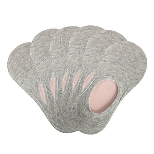 SoxAge Combed Cotton Thin No Show Socks Low Cut Liner Cotton Non Slip Flat Boat Line Grey 6 Pack (UK 3-7/EU 35.5-40, KQWSK04-6Pack)