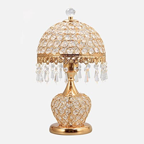 MILUCE Unique Creative Decorative Gift E27 LED Crystal Metal Table Lamp For Living Room Wedding Room Bedroom Bedside (Color : Gold)