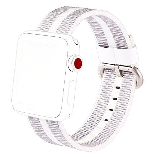 LTCT Band For Apple Watch Series 3 2 1 2017 Newest Fine Woven Nylon Watch Band Strap Replacement Wrist (42mm-White Stripe)