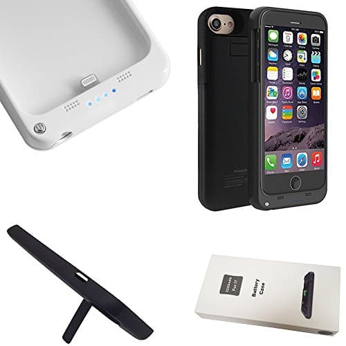 iPhone 7 Battery Case, 3200mAh iPhone Portable Charger Ultra Slim Rechargeable Extended Backup Battery Charging Pack External Power Bank Case Cover with Kickstand For iPhone 7 (Black)