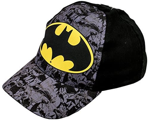 New Kids Boys Marvel Dc Comics Batman Superman Spiderman Hero baseball cap Velcro Fastening Hats (UK 52, Batman Grey &amp; Black 4335)