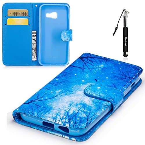 Case for Samsung Galaxy A3 2017,Phone Case for Samsung A3 2017,Huphant High Quality Leather Wallet Phone Case Cover Cute Animal Pattern Design Panda Dog Lion Flower Cat Monkey Owl Forest Corji Magnetic Closure Book Style Flip Case Ultra Slim Heavy Duty Shockproof With Credit Card Slots Holder Money Pouch Silicone TPU Inner Protective Bumper Wrist Strip Protective Stand Leather Phone Case for Samsung Galaxy A3 2017 + 1 Black Retractable Dust Plug Stylus Pen-Forest