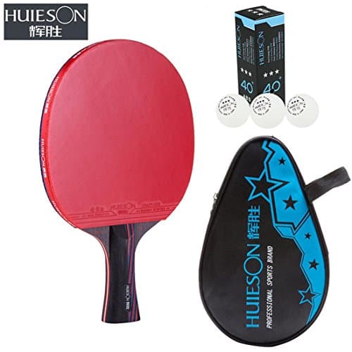 red black Nano Carbonization Table tennis racket Sided Anti-glue Offensive and defensive balance Ping pong paddle+1pcs Racquet bag+3pcs table tennis (Penhold Grip)