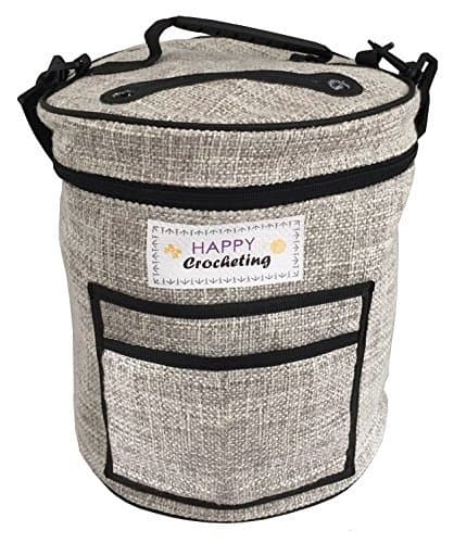 Premium Yarn Bin/Drum Storage for Crochet and Knitting. Lightweight and Portable with Pockets for Your Hooks and Tools. Handy Slits on top to Stop tangling and a Comfy Carry Handle