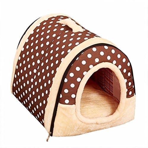 Aoxsen Large Pet House Warming Cat Bed Foldable Dog Kennel Warmer Pets Tent Puppy Rabbit Cage Plush Pad Blanket Indoor Small Dogs Cats Sofa with Removable Bed Cushion Washable Mat