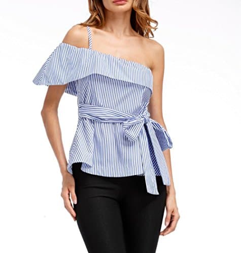 Sexy straps bare shoulders tether strap, T-shirt streaks shirt summer, M