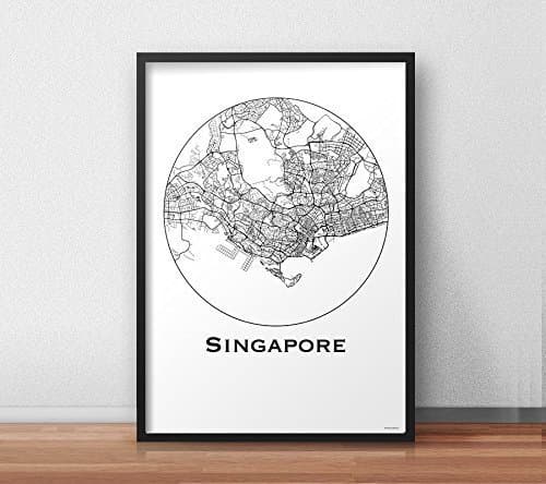 Poster Singapore Minimalist Map - City Map Art Poster - Wall Art Gift - Travel Map - Print