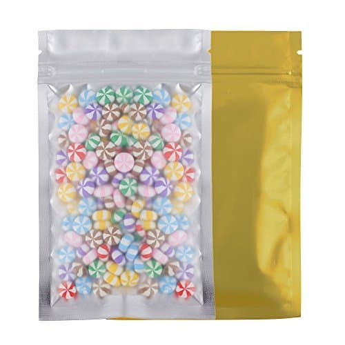 100 PCS New Flat Clear/Silver/Gold Resealable Zip Lock Bags 8.5x13cm (3.3x5.1) by QQ Studio Group