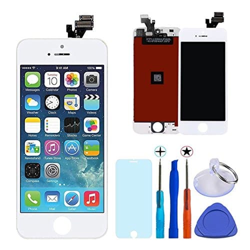 KXC ST Replacement LCD Display Touch Screen Digitizer Frame Assembly Full Set with Free Tools and Glass Screen Protector For iphone 5 (4.0 inches) White
