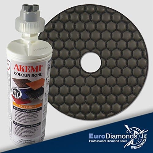 Akemi Combo Set: Akemi Colour Sheer Epoxyacrylat Glue Bond 2 K, 250ml, Diamond Grit Sanding Disc 100 mm – for Dry Finishing