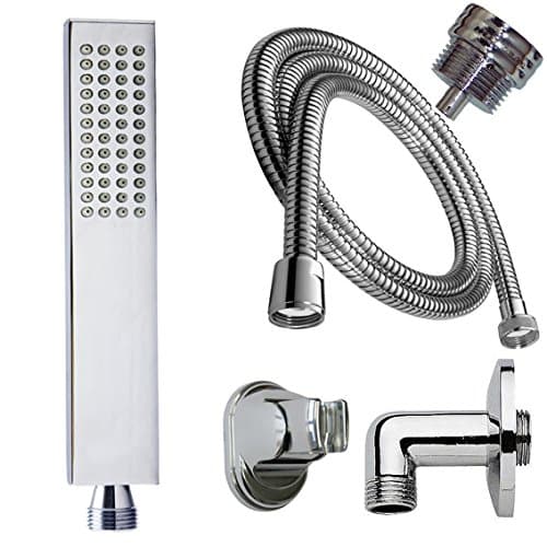 Hand-Held Shower Head Brass Square Tube 150 cm Wall Connector Water Saver