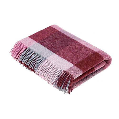 Bronte By Moon Rome Check Shetland Wool Throw - Pink/Aqua