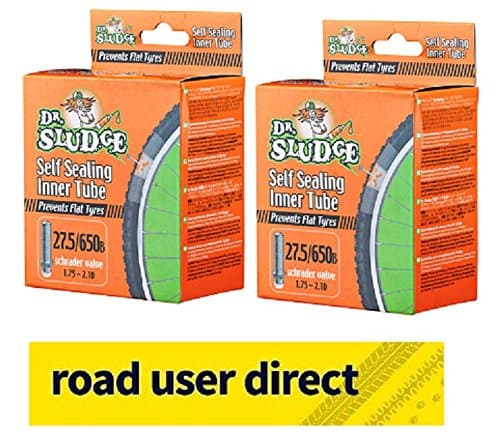 2 x 27.5 / 650A Dr Sludge Mountain Bikes Inner Tubes - Instant Puncture Seal 27.5 x 1.75 - 2.10 Schrader / Car Valves