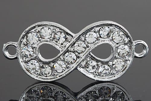 20pc Silver Plated with White Crystal Rhinestones "S" Shape Bracelet Connector Bead DIY 33mm C0771-3