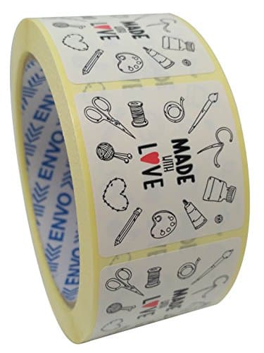 500 Made With Love Stickers Size 40mm Square Labels On Roll