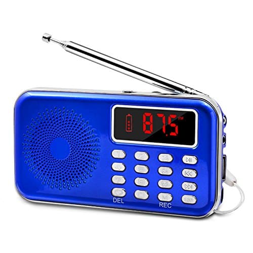 Lefon FM Radio Mini Portable with LED Screen Display MP3 Music Player Support TF Card/USB Disk, AUX, Recording Function, Power Display, Rechargeable Battery, Emergency Flashlight