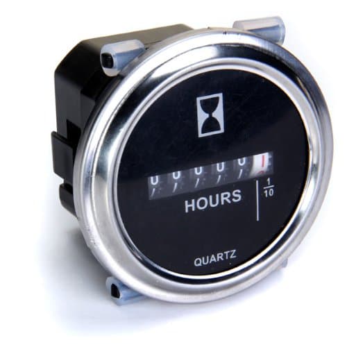 Hour Meter 6 to 80 Volts DC - Round Silvery Trim Ring