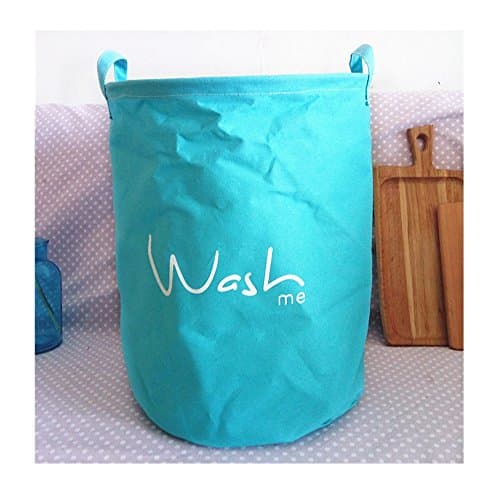 Saint Kaiko Large Capacity Cotton Laundry Hamper Foldable with Lid Laundry Basket Laundry Bin Round Storage Basket torage Box Toy Organiser for Nursery Toys Clothing (Red) (Blue)