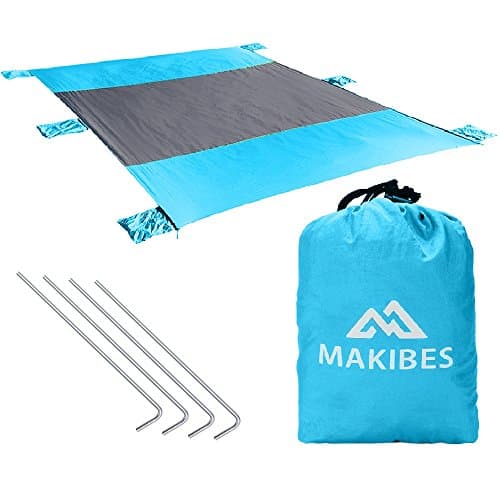 Beach Blanket, Makibes 7' x 9' Portable Lightweight Sandproof Compact Camping Mat Pocket Blanket for Outdoor Travel Hiking Camping Picnic Festivals