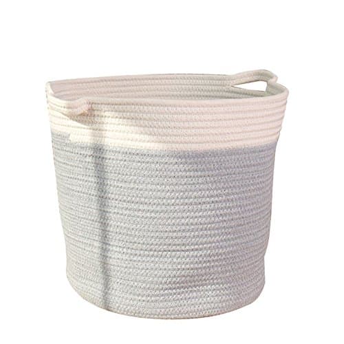 SFGHOUSE Cotton Rope Knitted Storage Basket Bin Foldable Laundry Basket Hamper with Handles for Nursery Kids Toys Storage
