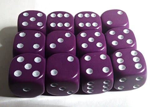 Purple 16mm D6 Opaque x12 Dice