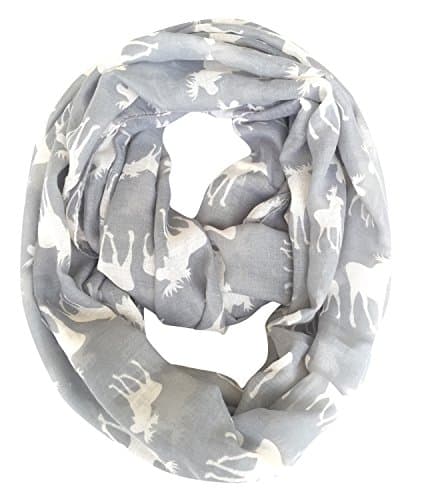 DAMILY Infinity Scarf Ring Moose Pattern Womens Shawls (Grey)