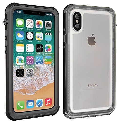 ToFein iPhone X Waterproof Case, Waterproof Snowproof Dustproof Shockproof Heavy Duty Protection Underwater Cases for iPhone X IP68 Certified (Black)