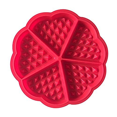 Hosaire Bakeware High Quality Silicone Waffle Baking Molds Mini Heart Waffle Mold Muffin Mould Chocolate Pan Tray Mold Round Beautiful Shape(Red)