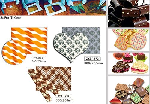 Mix Pack 3 pieces Printed Chocolate Transfer Sheet Edible Designs for Decorations (MOD6)