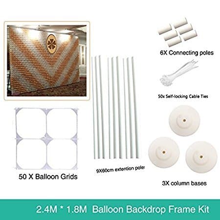 7.8 ft x 6 ft Latex Balloon Wall Backdrop For Wedding Party Photo Booth - 2.4M 1.8M (WH)
