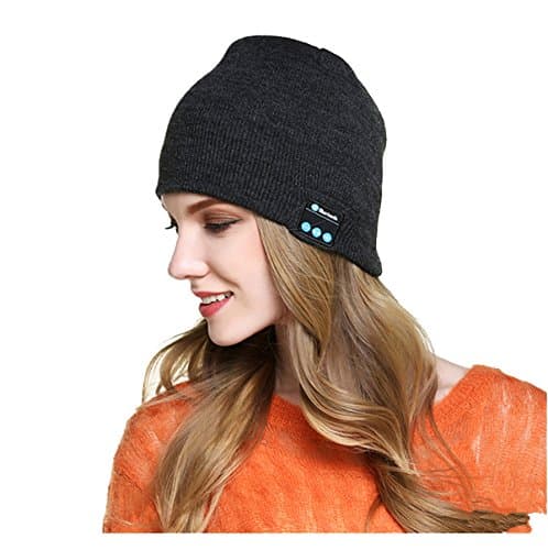 Bluetooth Beanie Hat - Warm Unisex Winter Knit Cap to Enjoy Wireless Music with Stereo Speake,r Receive Phone Calls Hands Free, Best Christmas Gift Grey