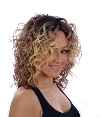 Lace Front Curly Wig | Tri Tone Blonde/Brown Mix Curly Wig | Mid Length Wig