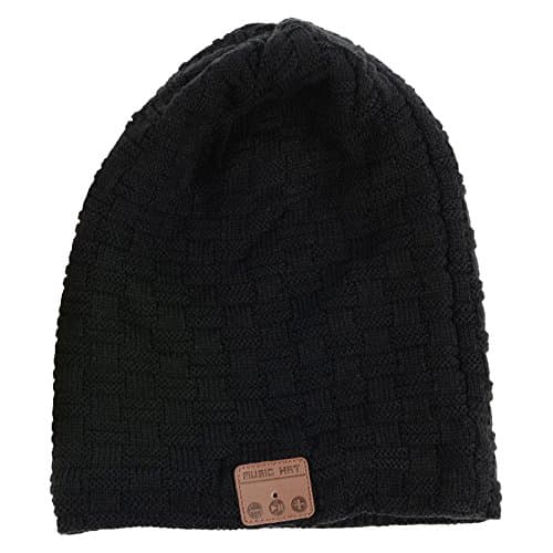 Bluetooth Music Hat Wireless Running Beanie Cap Winter Warm Gift with Stereo Speaker Headphones Earphones Headset for Mobile Cell Phones iPhone 6s 6s Plus 5 5s 5c 7 7 Plus Android Samsung (Black)