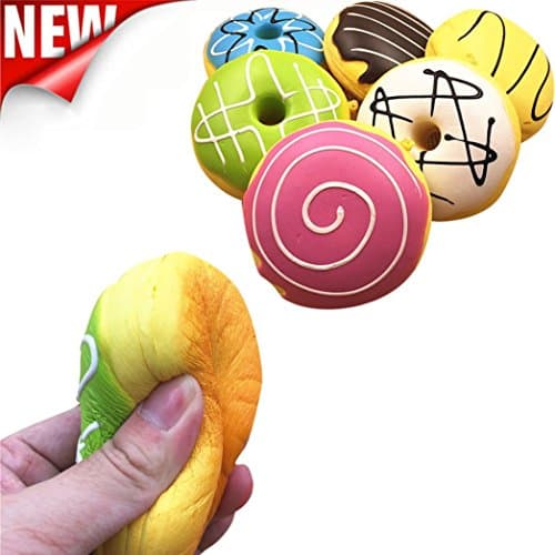 2018 Newest Hevoiok Squeeze Jumbo Stretch Bread/Cake Cream Scented Slow Rising Toys Gifts For Adhd,Stress And Anxiety Relief (Colourful Doughnut)