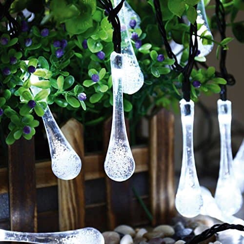 Solalite® White 24ft 20 LED Icicle Lights Solar Powered Raindrop Garden String Fairy Lights/ LED Waterproof Decorative Lights for Outdoor, Garden, Patio, Christmas, Xmas Tree, Holiday Party
