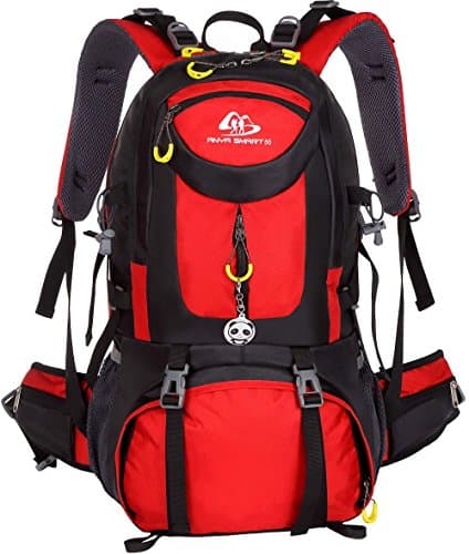 50L waterproof outdoor backpack travel backpack with removable reflector for school travel camping hiking cycling (RED)