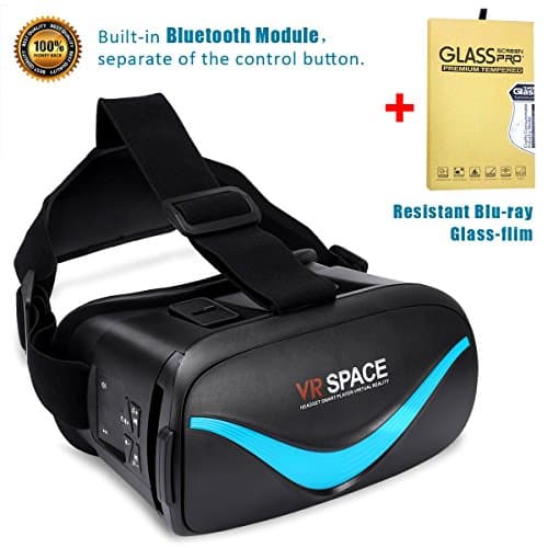 Aonokoy Inc Control 3D VR Glasses Virtual Reality Headset VR Box 3d Goggles Video Movie Glass with Resistant Blu-ray Glass-film for iPhone Samsung 3.5"-6.0" Screens Smartphones