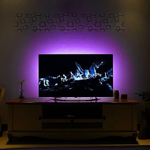 HL LED TV Backlight Bias Lighting 200cm Multi Color RGB LED Strip USB Cable TV Lighting with 28 Key Mini Control for Flat Screen TV LCD Desktop PC(Reduce eye fatigue and increase image clarity)-White