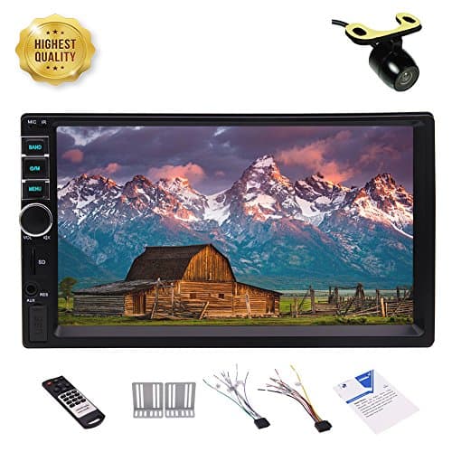 EINCAR 2 Din Car MP5 Video Radio Player in Dash Double Din Car Stereo for Bluetooth 7 inch Capacitive Touch Screen Car Deck Headunit Support Remote Control With Rearview Camera