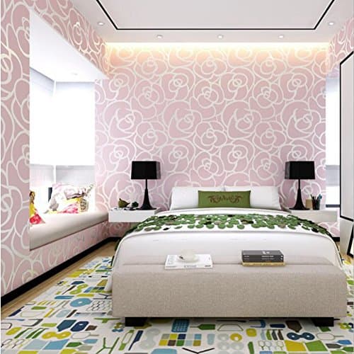 Non Woven Stereo Rose Wallpapers Rural Style 3D Decorative Wall Stickers Vintage Luxury Pink Wallpaper Roll for Bedroom 0.53*10m