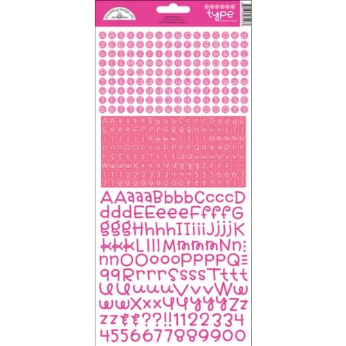 Monochromatic Doodlebug Designs Teensy Type Card Stock Stickers, Bubblegum